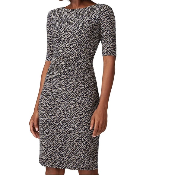 Lauren Ralph Lauren Titus Dress Sz 4 Black White Floral Sheath Dress Career Work - Picture 1 of 11